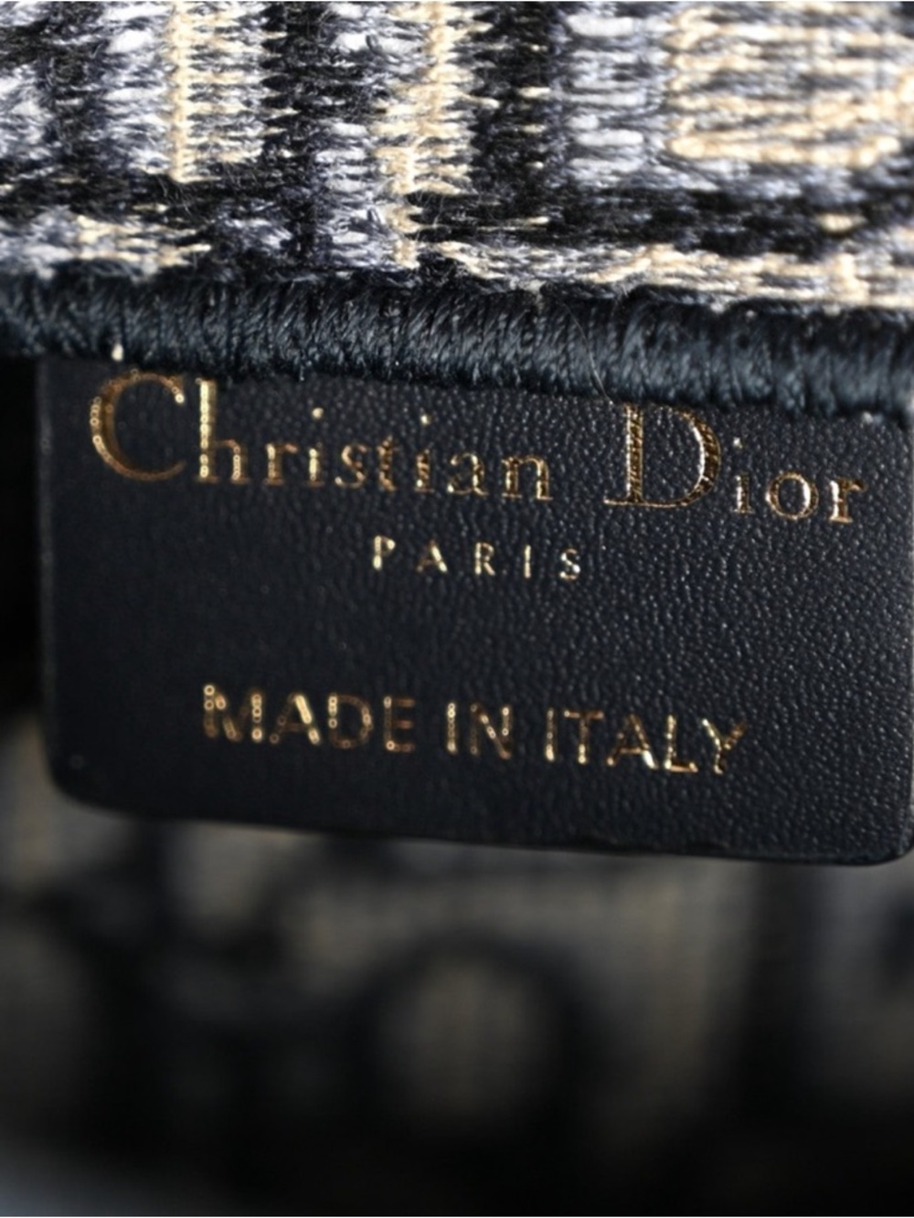 Dior Navy & White Oblique Mini Saddle Bag with Gold 'D' Charm - Picture 11 of 12